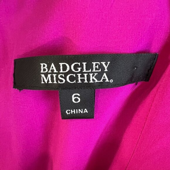 NWT Badgley Mischka Pink Twist Shoulder Detail Gown $650 - Picture 12 of 14